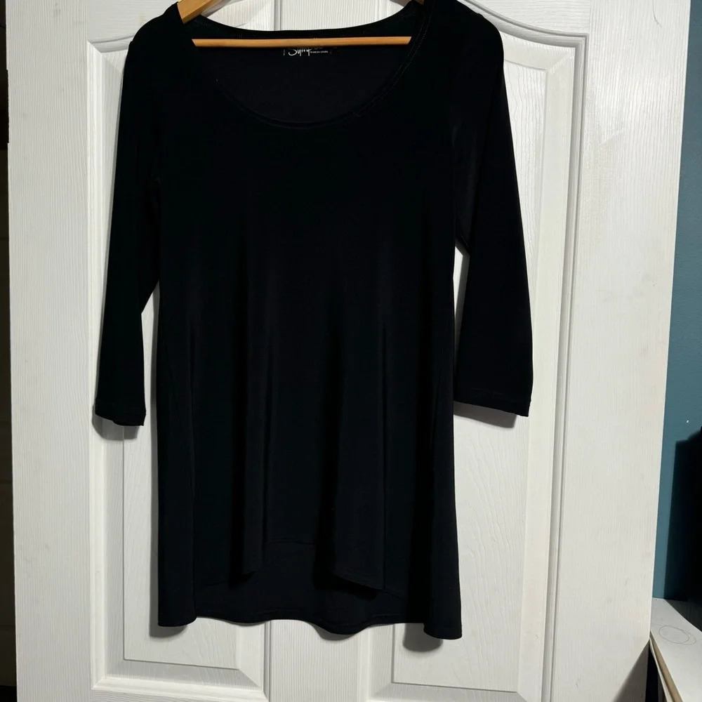 Sympli A-Line 3/4 Sleeve long shirt Black Size 6